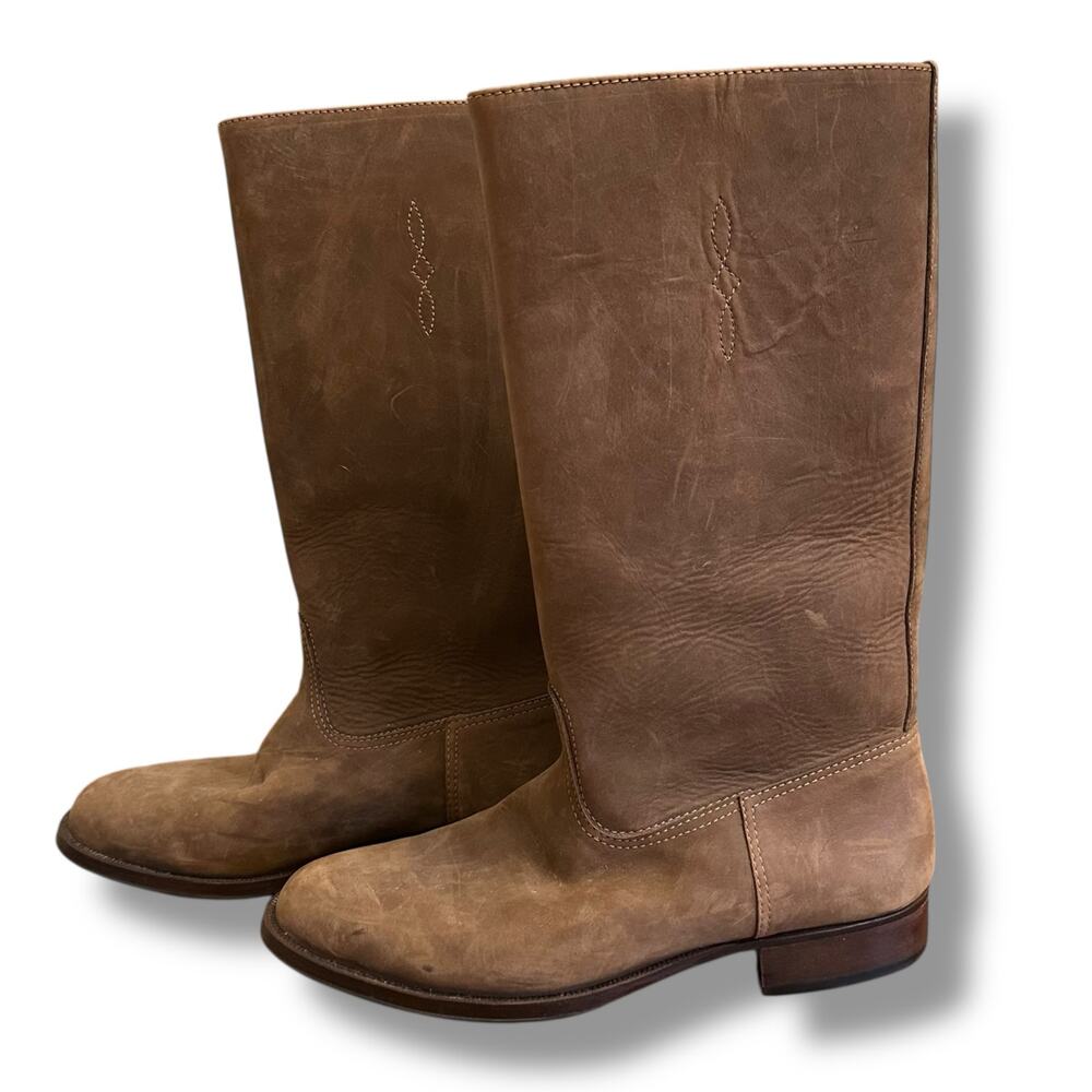 Arandu Argentina Handmade Brown Leather Riding Boots Tall 15” Women’s US 11.5-12 - Picture 2 of 12